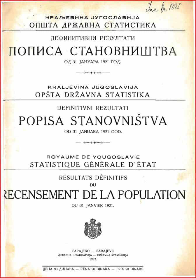 yugoslavia census 1921 frontpage 01